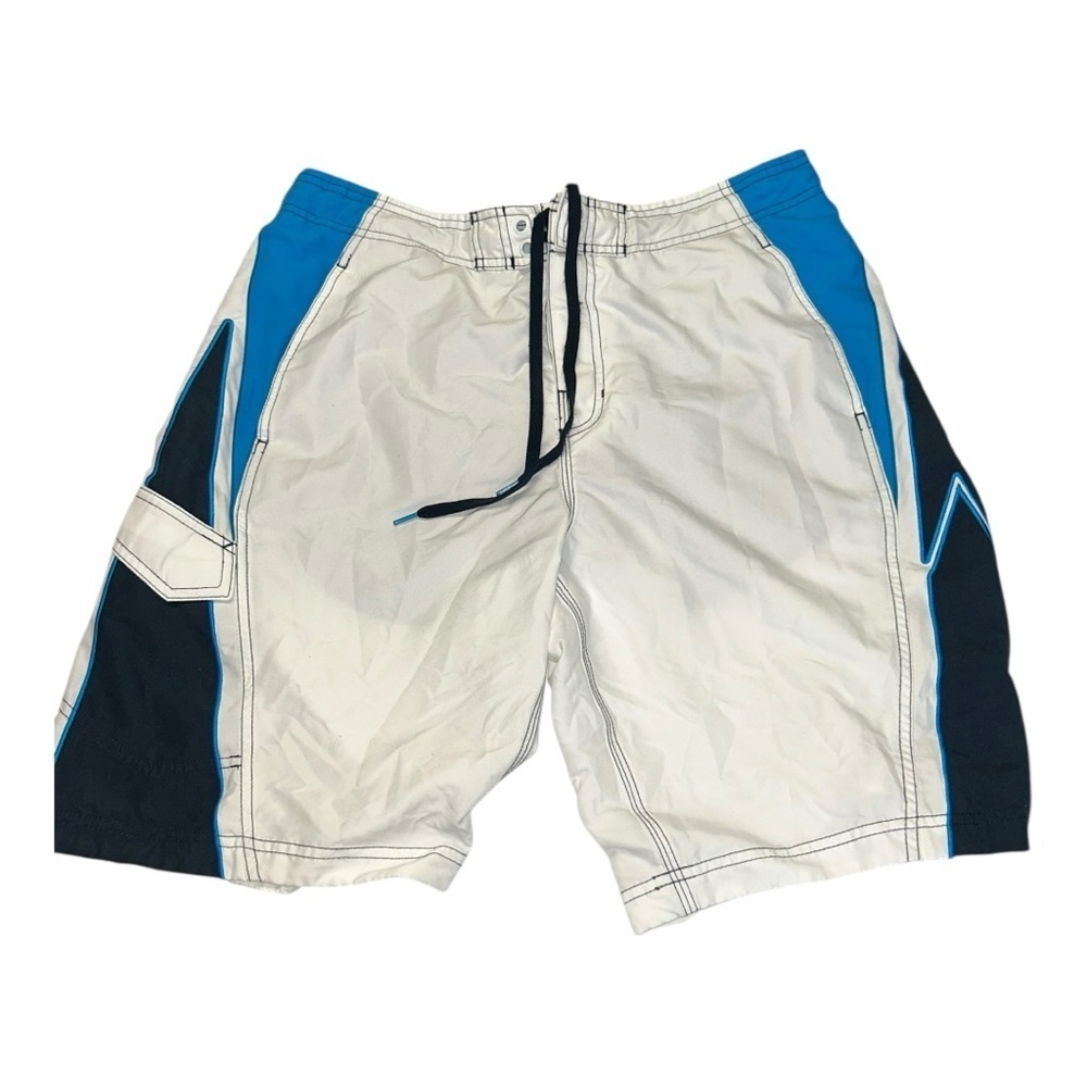 Speedo Men’s Swim Trunks Size M Blue White Aqua Mesh Lined Beach Pool Shorts